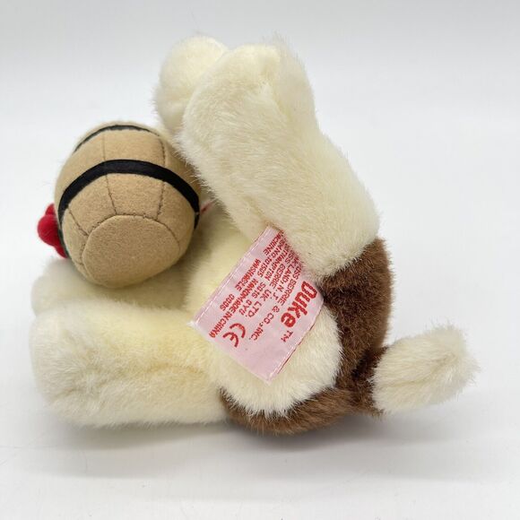 Vintage Small Russ Berrie Duke St Bernard Dog 5” Christmas Holiday Holly Barrel - Picture 6 of 10